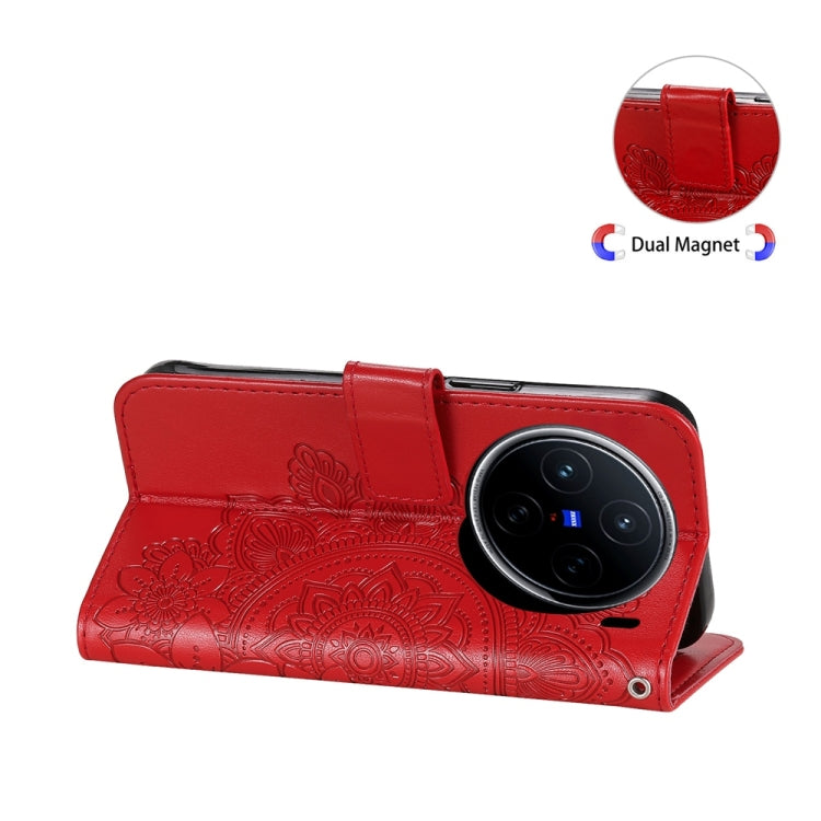 For vivo X200 Seven-petal Flowers Embossing Leather Phone Case