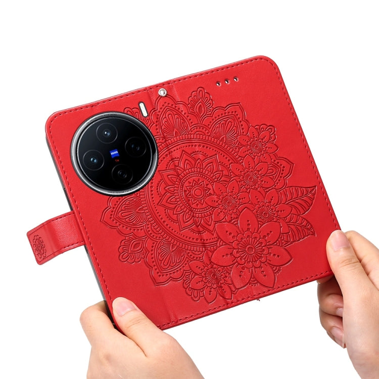For vivo X200 Seven-petal Flowers Embossing Leather Phone Case