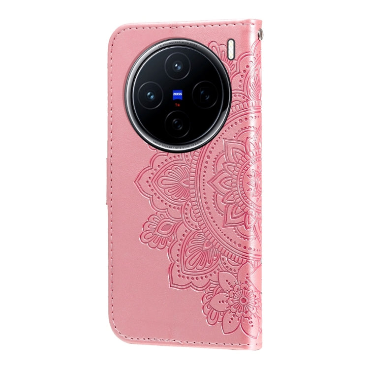 For vivo X200 Seven-petal Flowers Embossing Leather Phone Case