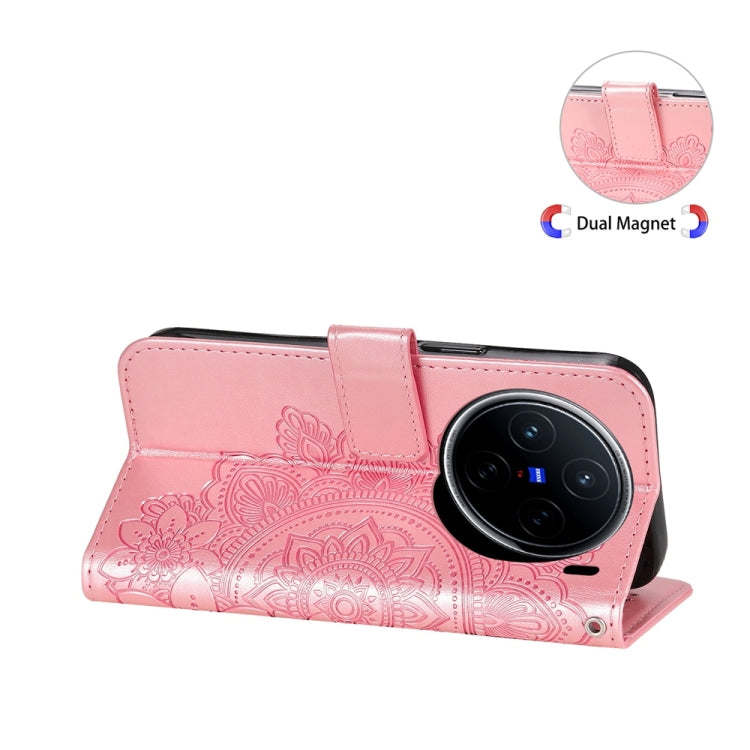 For vivo X200 Seven-petal Flowers Embossing Leather Phone Case