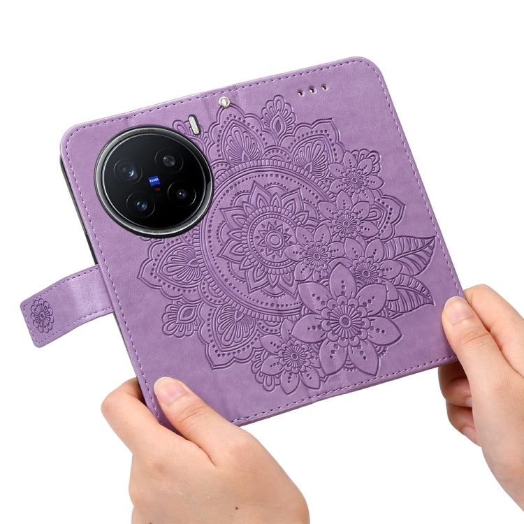 For vivo X200 Pro Seven-petal Flowers Embossing Leather Phone Case
