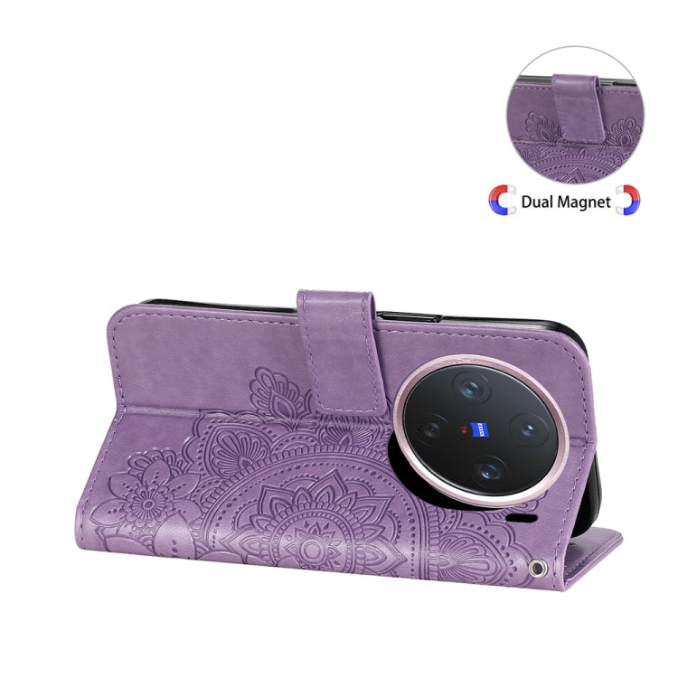 For vivo X200 Pro mini Seven-petal Flowers Embossing Leather Phone Case