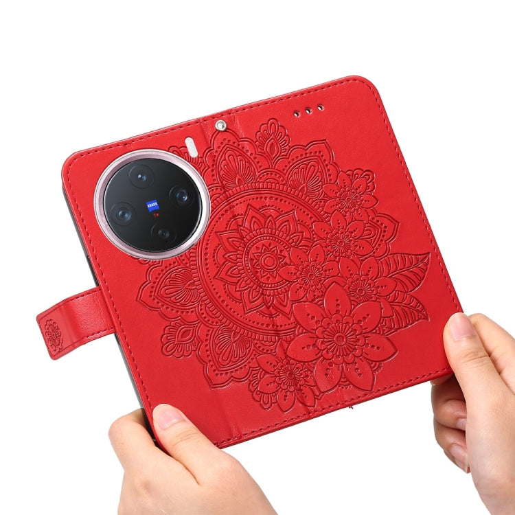 For vivo X200 Pro mini Seven-petal Flowers Embossing Leather Phone Case
