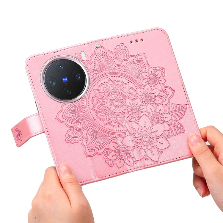 For vivo X200 Pro mini Seven-petal Flowers Embossing Leather Phone Case