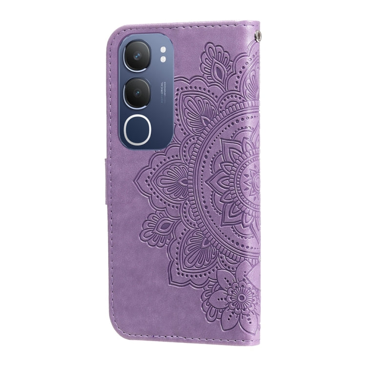 For vivo Y19s Seven-petal Flowers Embossing Leather Phone Case