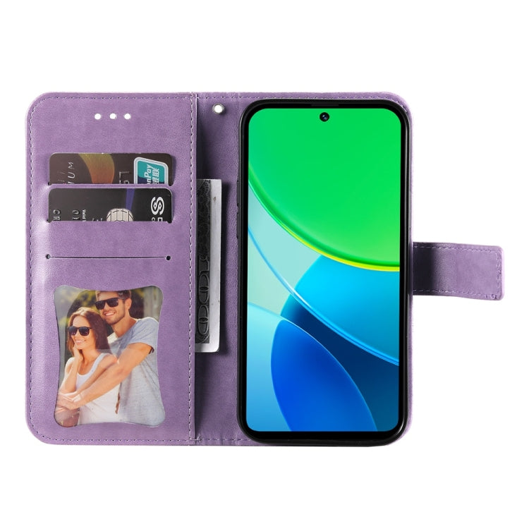 For vivo Y19s Seven-petal Flowers Embossing Leather Phone Case