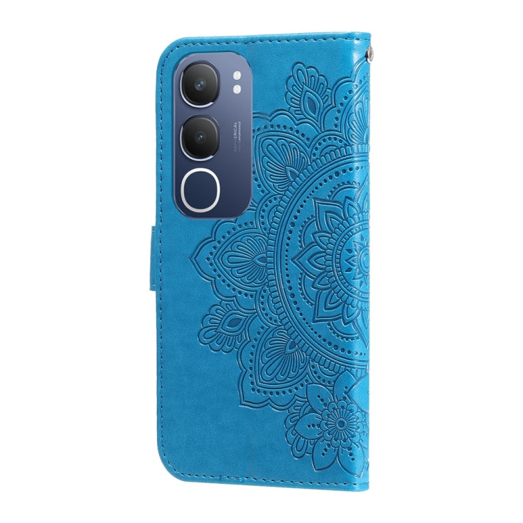 For vivo Y19s Seven-petal Flowers Embossing Leather Phone Case
