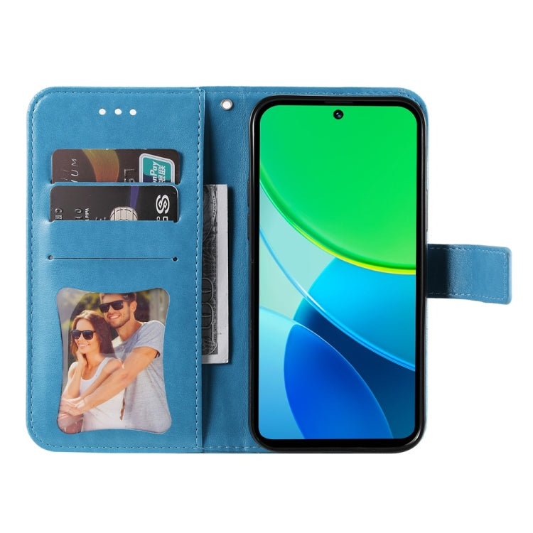 For vivo Y19s Seven-petal Flowers Embossing Leather Phone Case
