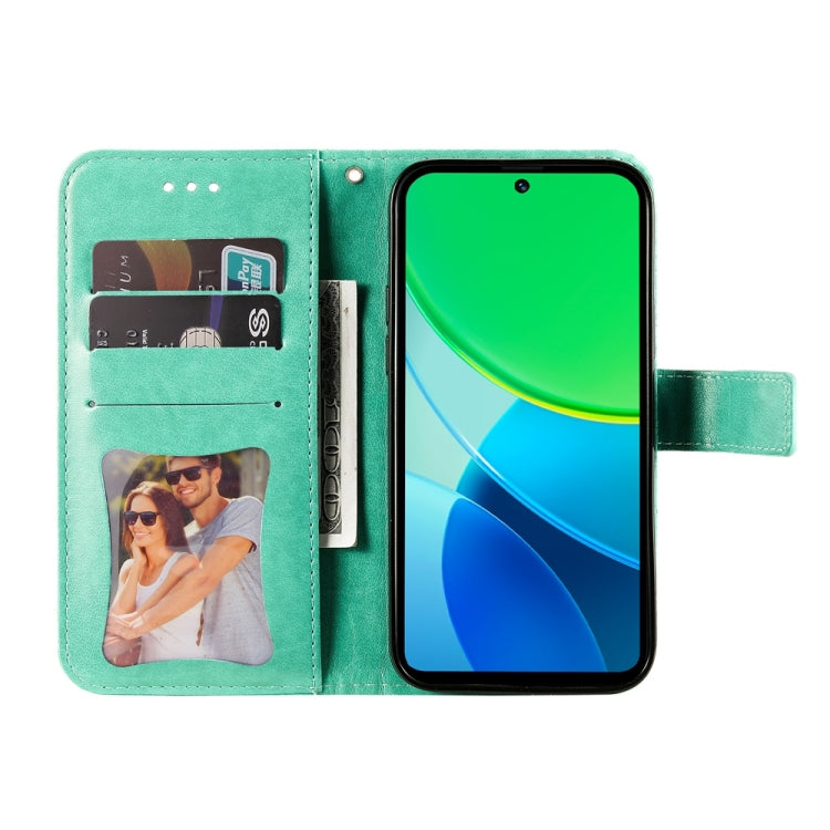 For vivo Y19s Seven-petal Flowers Embossing Leather Phone Case