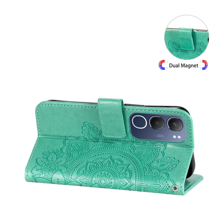 For vivo Y19s Seven-petal Flowers Embossing Leather Phone Case
