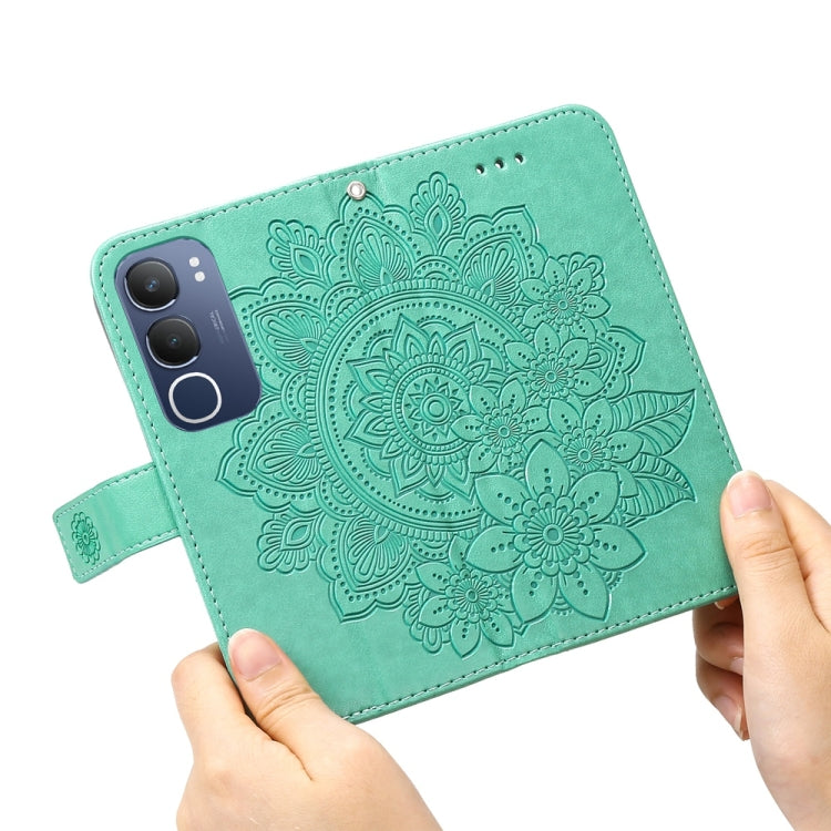 For vivo Y19s Seven-petal Flowers Embossing Leather Phone Case