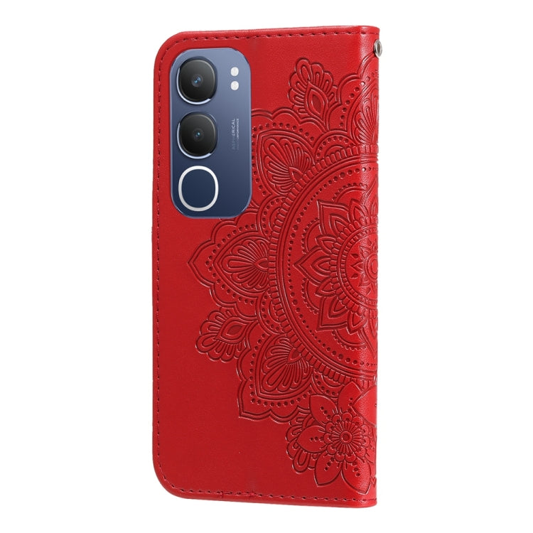 For vivo Y19s Seven-petal Flowers Embossing Leather Phone Case