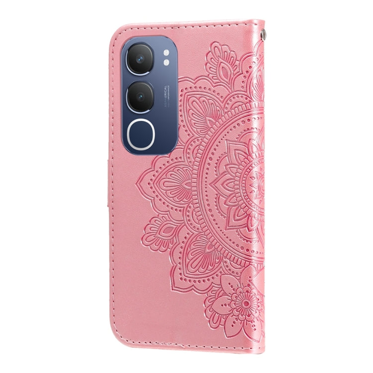 For vivo Y19s Seven-petal Flowers Embossing Leather Phone Case