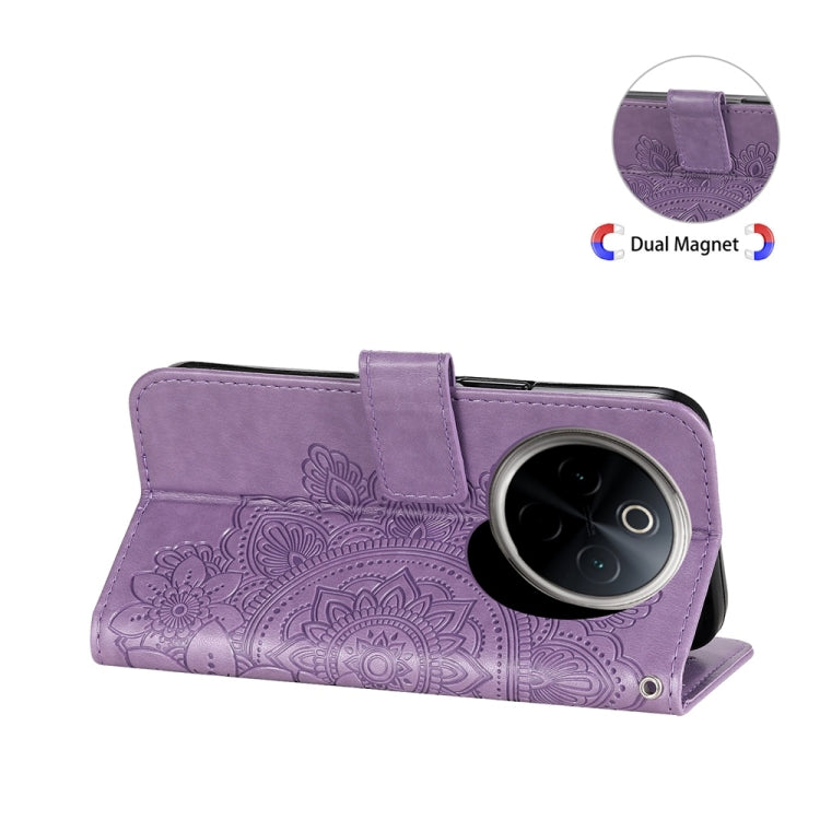 For vivo Y300 Pro Seven-petal Flowers Embossing Leather Phone Case