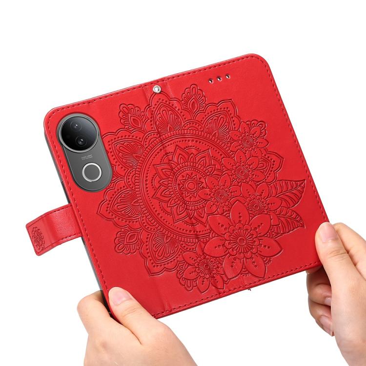 For vivo S20 Seven-petal Flowers Embossing Leather Phone Case