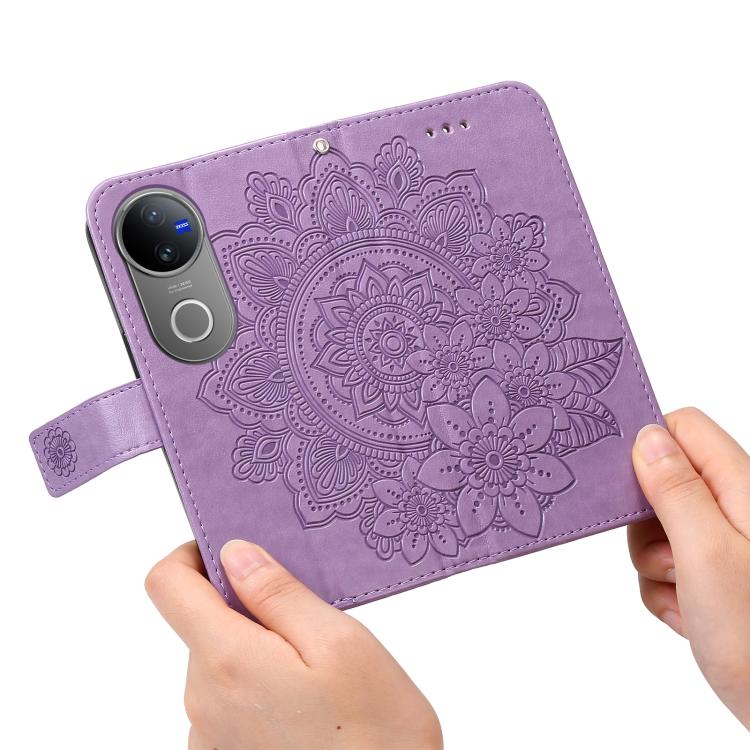 For vivo V50 Seven-petal Flowers Embossing Leather Phone Case