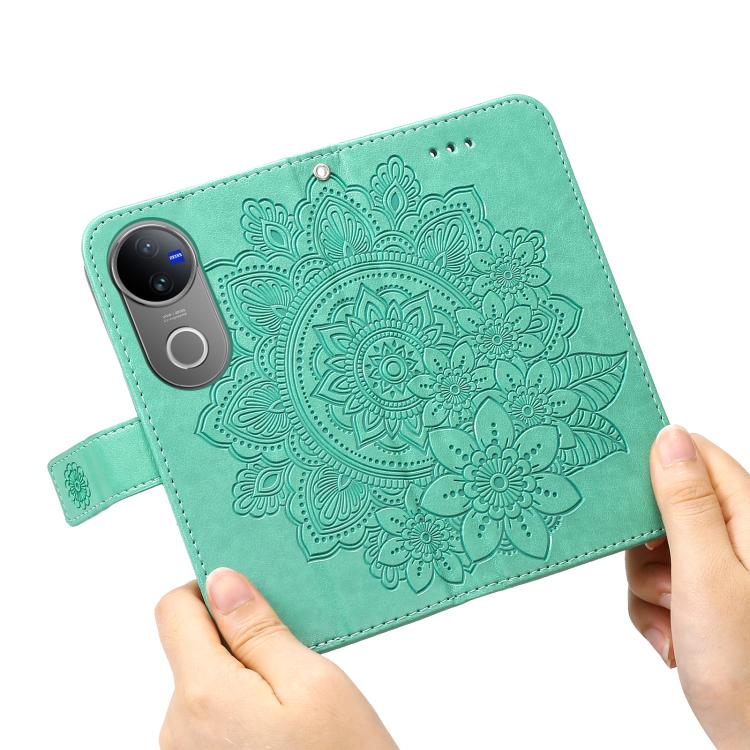 For vivo V50 Seven-petal Flowers Embossing Leather Phone Case