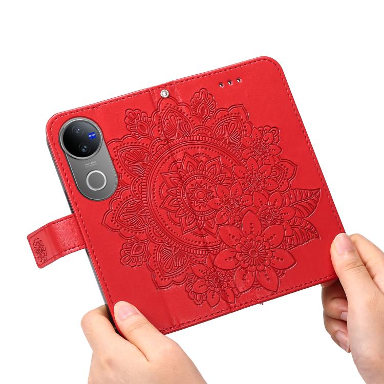 For vivo V50 Seven-petal Flowers Embossing Leather Phone Case