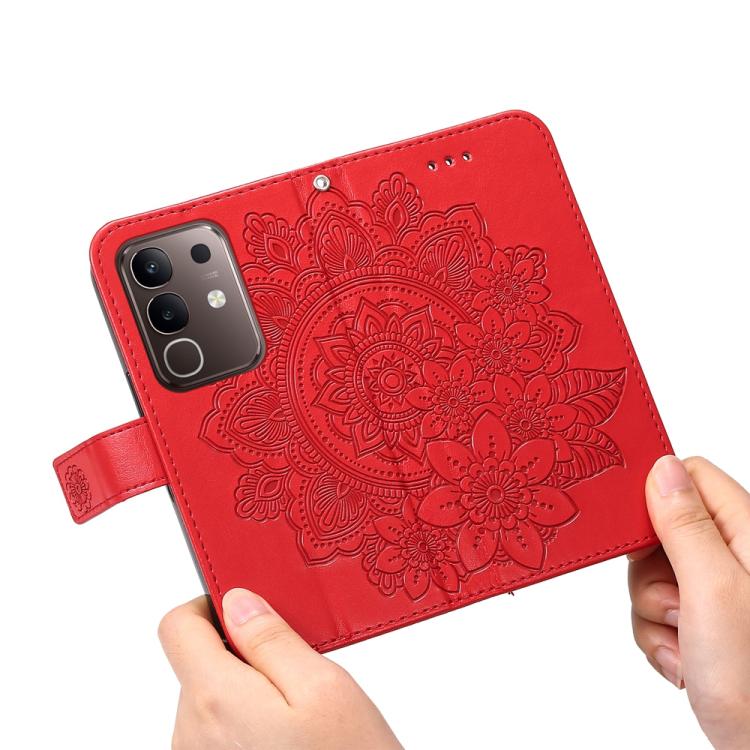 For vivo Y29 4G Seven-petal Flowers Embossing Leather Phone Case