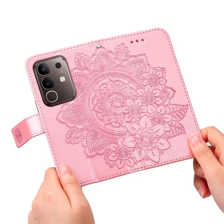 For vivo Y29 4G Seven-petal Flowers Embossing Leather Phone Case