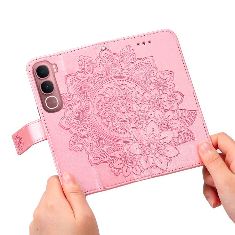 For vivo Y31 5G 2025 Seven-petal Flowers Embossing Leather Phone Case