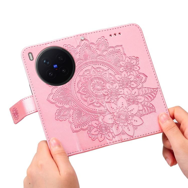 For vivo X300 Pro Seven-petal Flowers Embossing Leather Phone Case