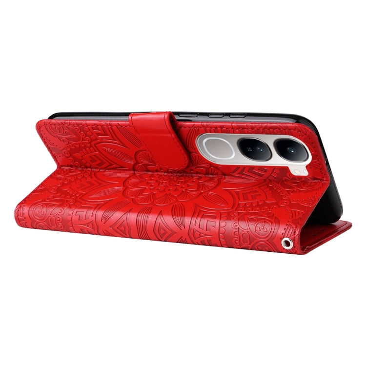 For vivo V40 Lite 4G / 5G IDN Embossed Sunflower Leather Phone Case