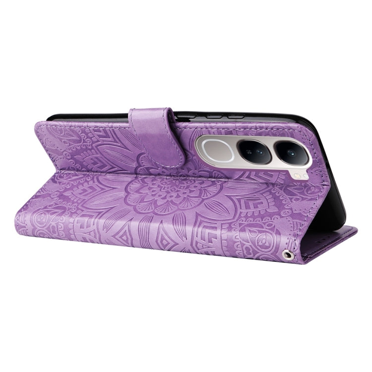 For vivo V40 Lite 4G / 5G IDN Embossed Sunflower Leather Phone Case