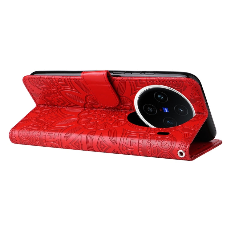 For vivo X200 Embossed Sunflower Leather Phone Case