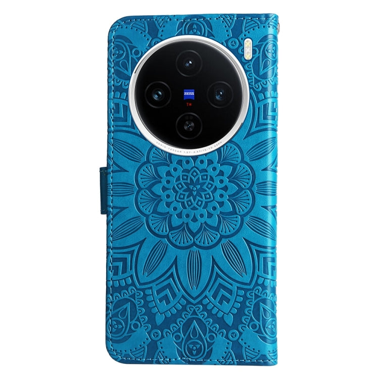 For vivo X200 Embossed Sunflower Leather Phone Case