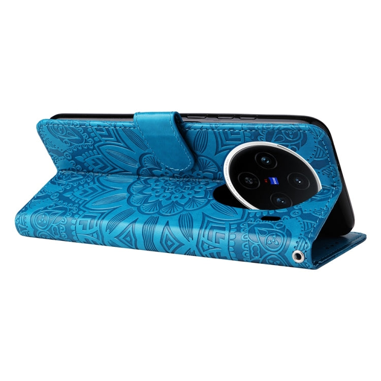 For vivo X200 Embossed Sunflower Leather Phone Case