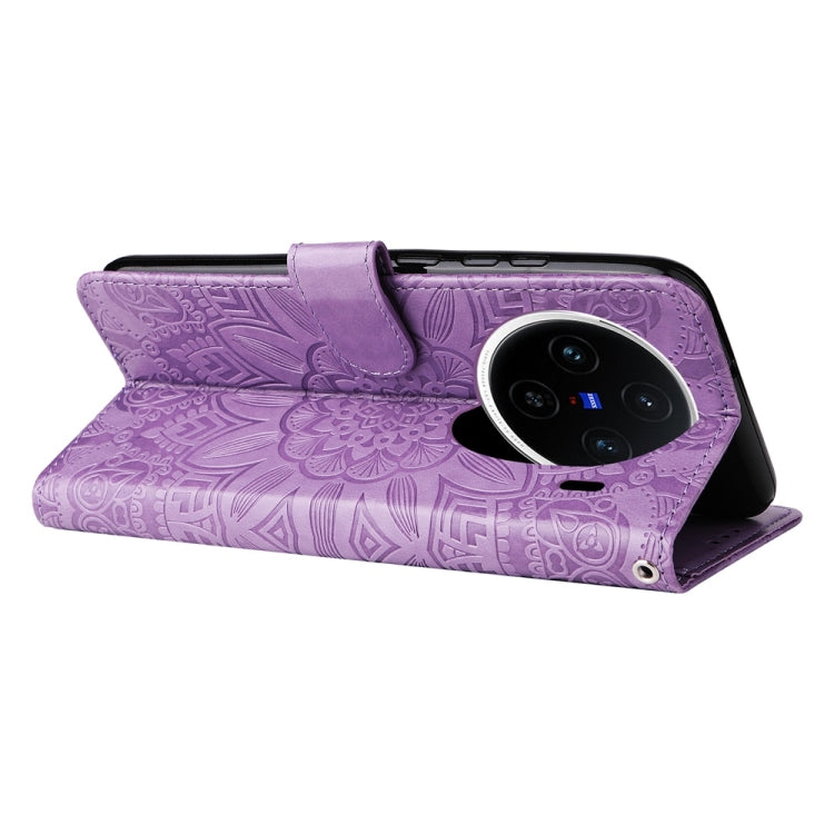 For vivo X200 Embossed Sunflower Leather Phone Case