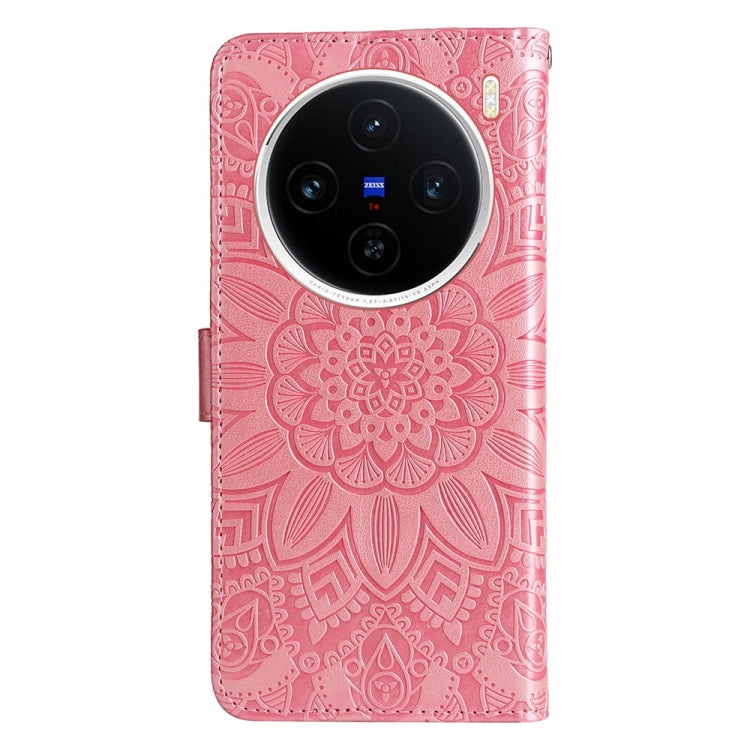 For vivo X200 Embossed Sunflower Leather Phone Case