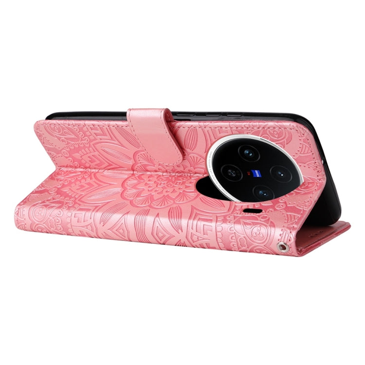 For vivo X200 Embossed Sunflower Leather Phone Case