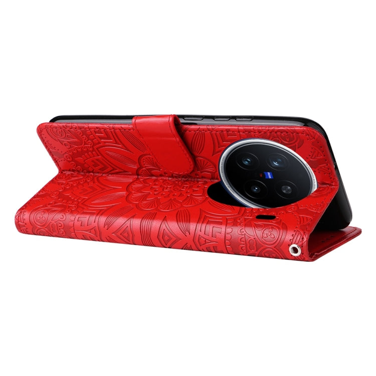 For vivo X200 Pro Embossed Sunflower Leather Phone Case