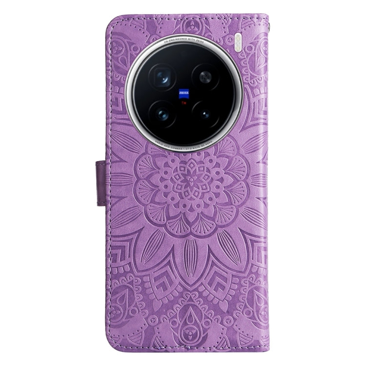 For vivo X200 Pro Embossed Sunflower Leather Phone Case