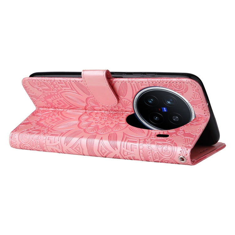 For vivo X200 Pro Embossed Sunflower Leather Phone Case