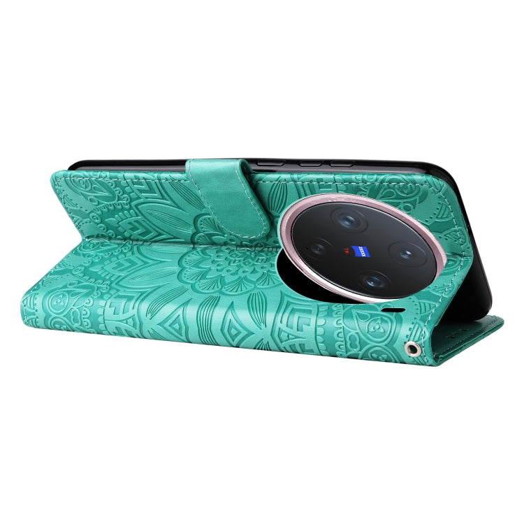 For vivo X200 Pro mini Embossed Sunflower Leather Phone Case