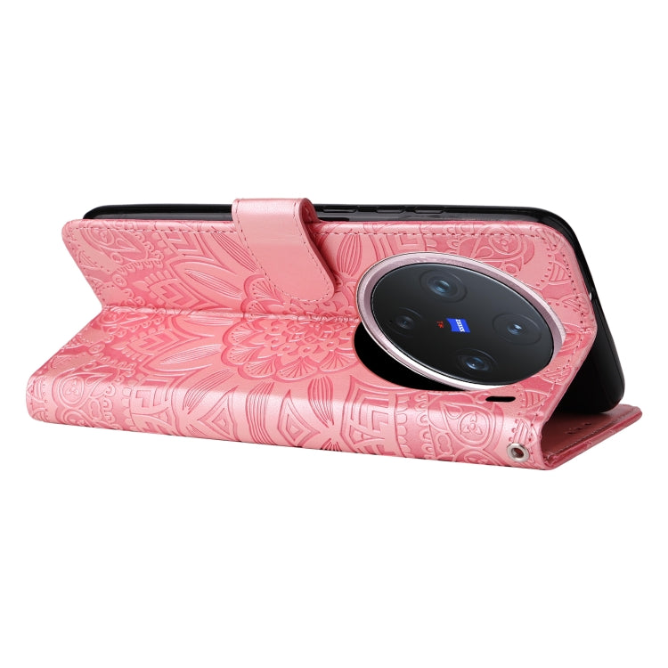 For vivo X200 Pro mini Embossed Sunflower Leather Phone Case