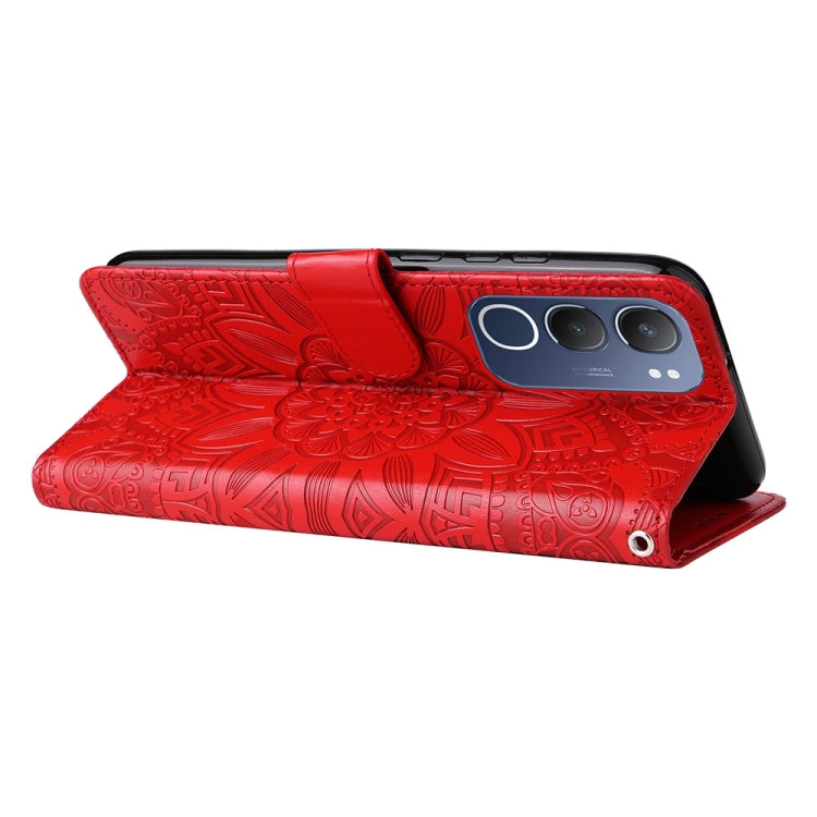 For vivo Y19s Embossed Sunflower Leather Phone Case