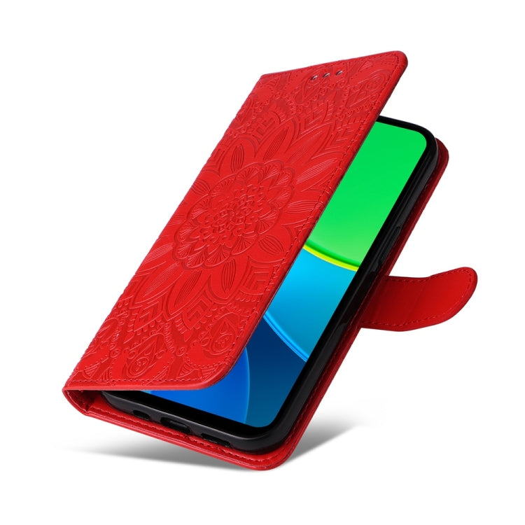 For vivo Y19s Embossed Sunflower Leather Phone Case