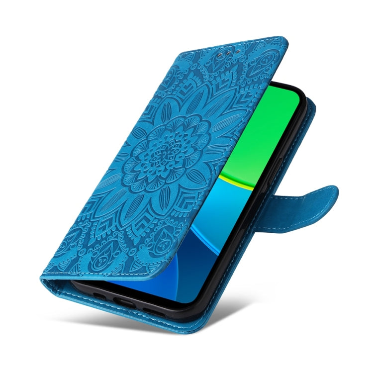 For vivo Y19s Embossed Sunflower Leather Phone Case