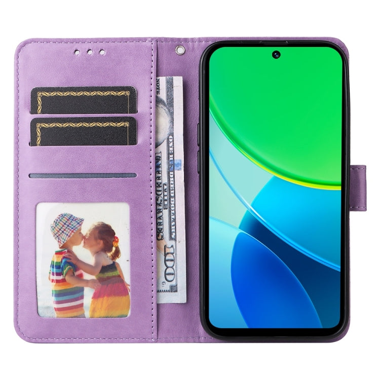 For vivo Y19s Embossed Sunflower Leather Phone Case