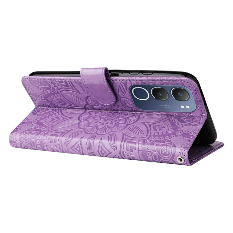For vivo Y19s Embossed Sunflower Leather Phone Case