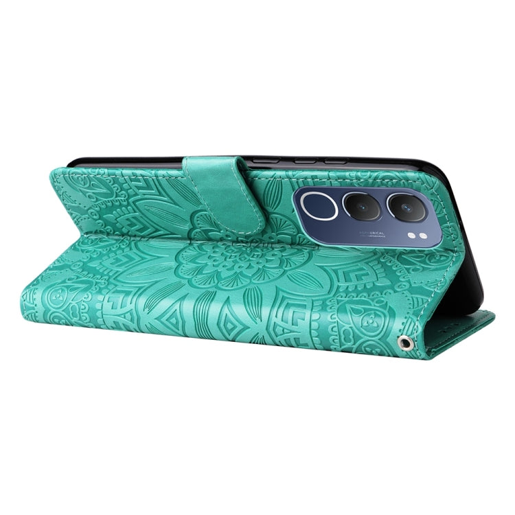 For vivo Y19s Embossed Sunflower Leather Phone Case