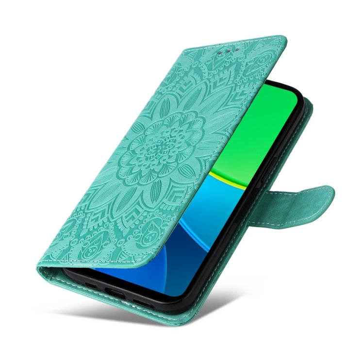 For vivo Y19s Embossed Sunflower Leather Phone Case