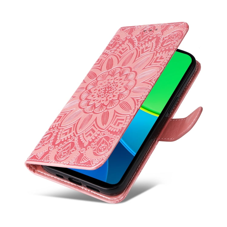 For vivo Y19s Embossed Sunflower Leather Phone Case