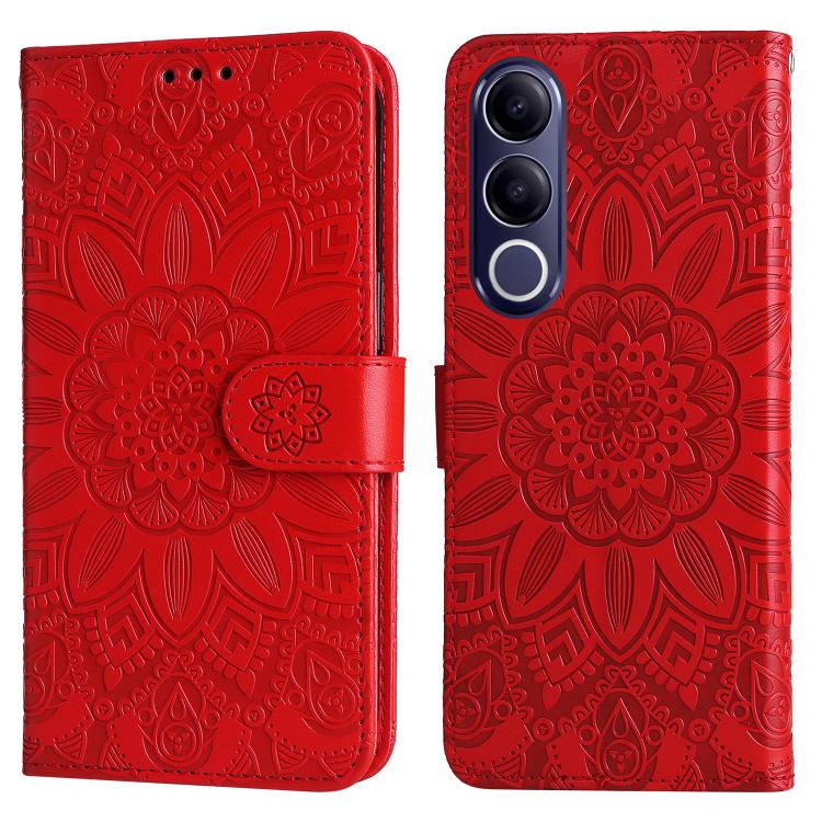For vivo V70 FE 5G Embossed Sunflower Leather Phone Case