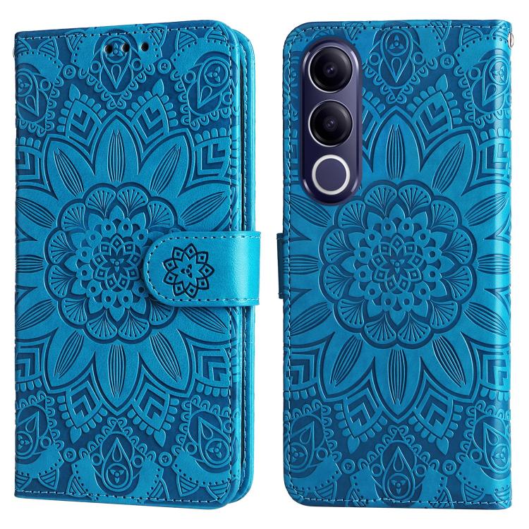 For vivo V70 FE 5G Embossed Sunflower Leather Phone Case