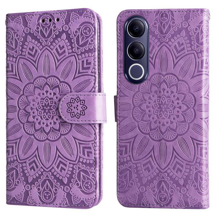 For vivo V70 FE 5G Embossed Sunflower Leather Phone Case